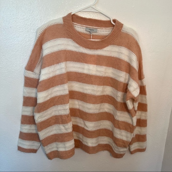 FRNCH Paris Nadiege Perforated Knit Striped Sweater - Picture 4 of 12